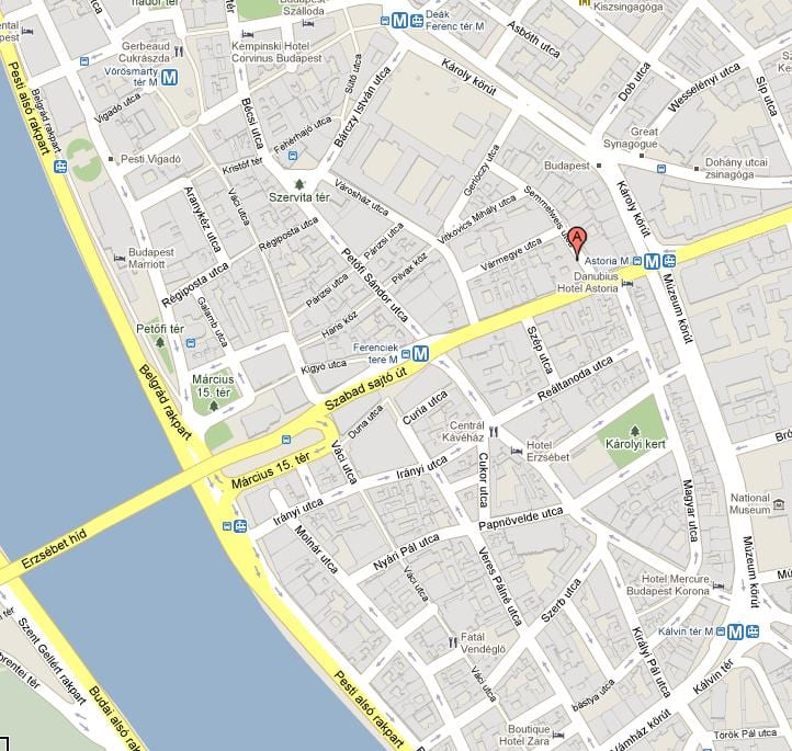 карта Будапешта хостел
