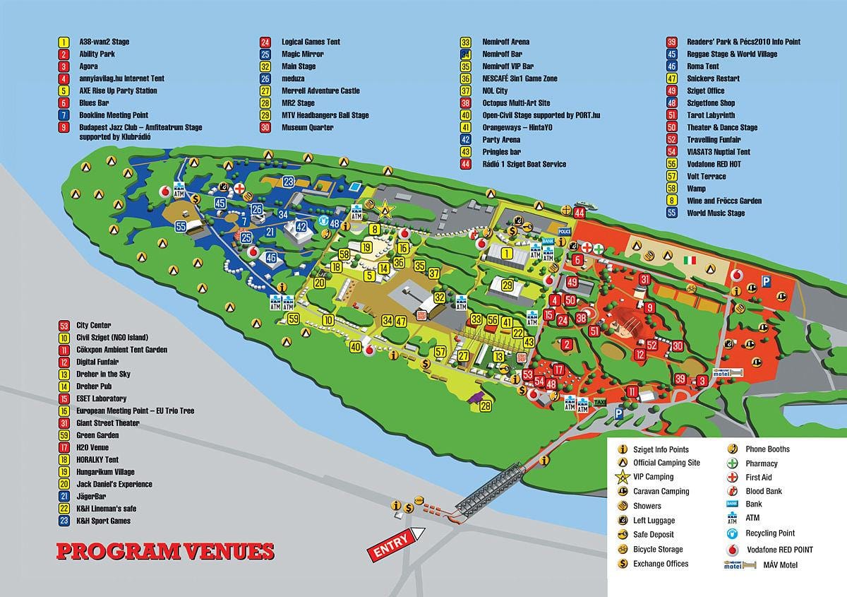 карта Sziget в Будапешті