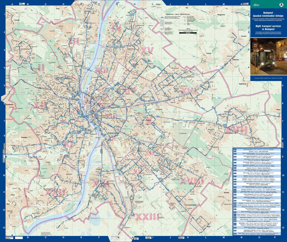 Будапешт нічний автобус карті