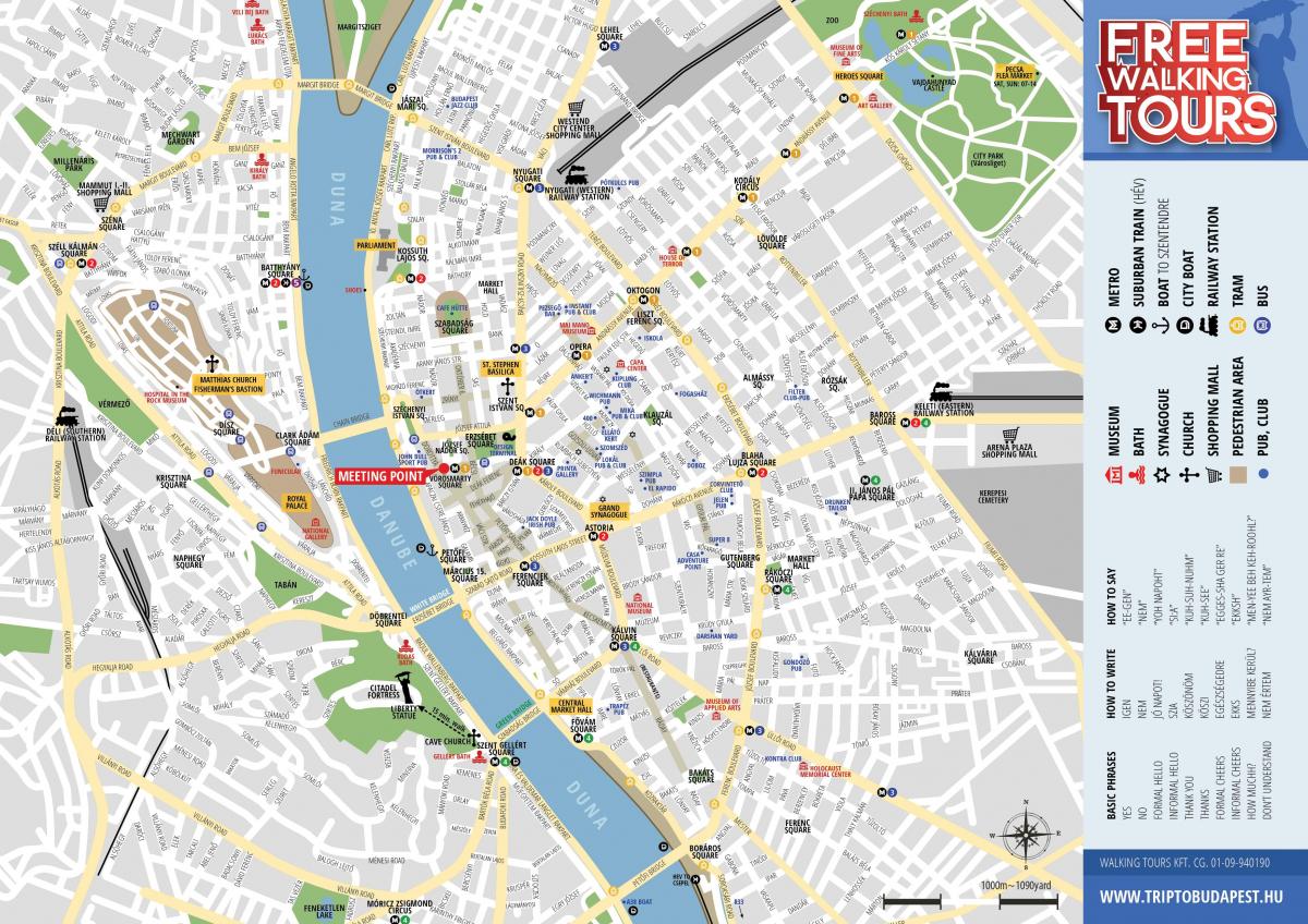 пішохідна екскурсія в Будапешті карті