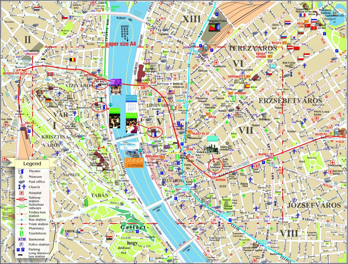 карта вулиць центру міста Будапешт 
