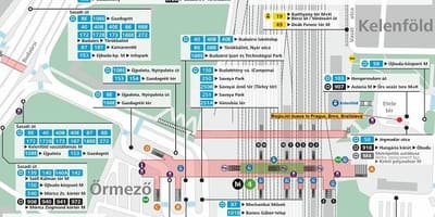 Карта метро Будапешта kelenfoe 